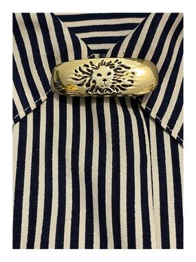 Vintage Anne Klein Gold-Tone Lion Head Bar Brooch Pin Leo Maximalist